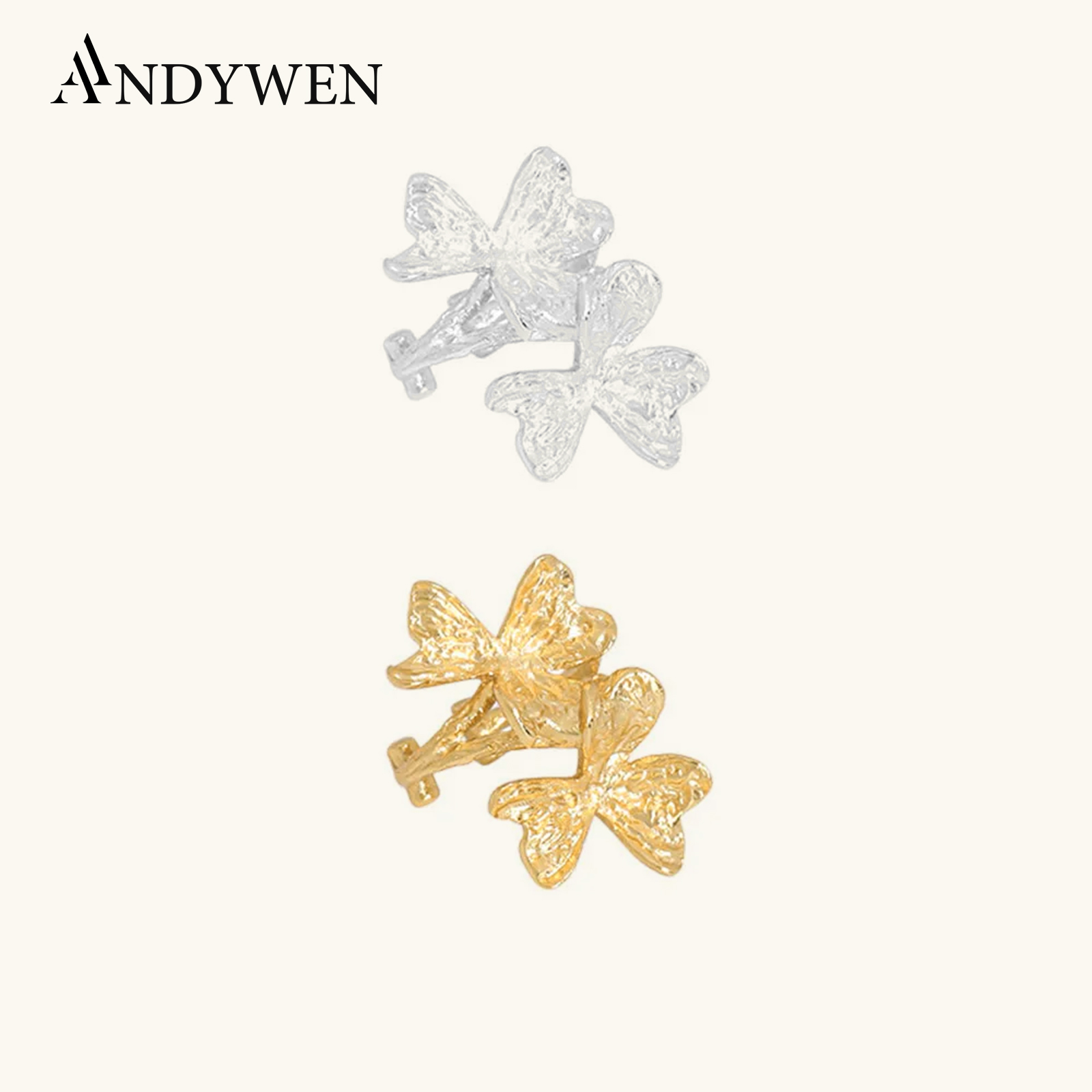 Ear Cuff No Piercing - ANDYWEN 925 Sterling Silver Plain Flower