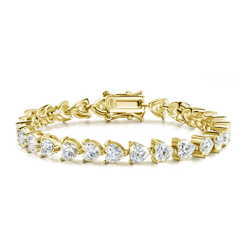 Fine Jewelry Watches Women - D‑Color VVS1 Heart‑Cut Moissanite Tennis Bracelet
