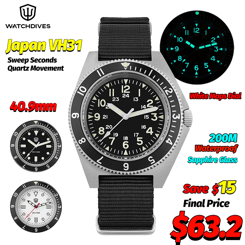 Jewellery Watches - Watchdives WD1972 Quartz Watch Sapphire Luminous