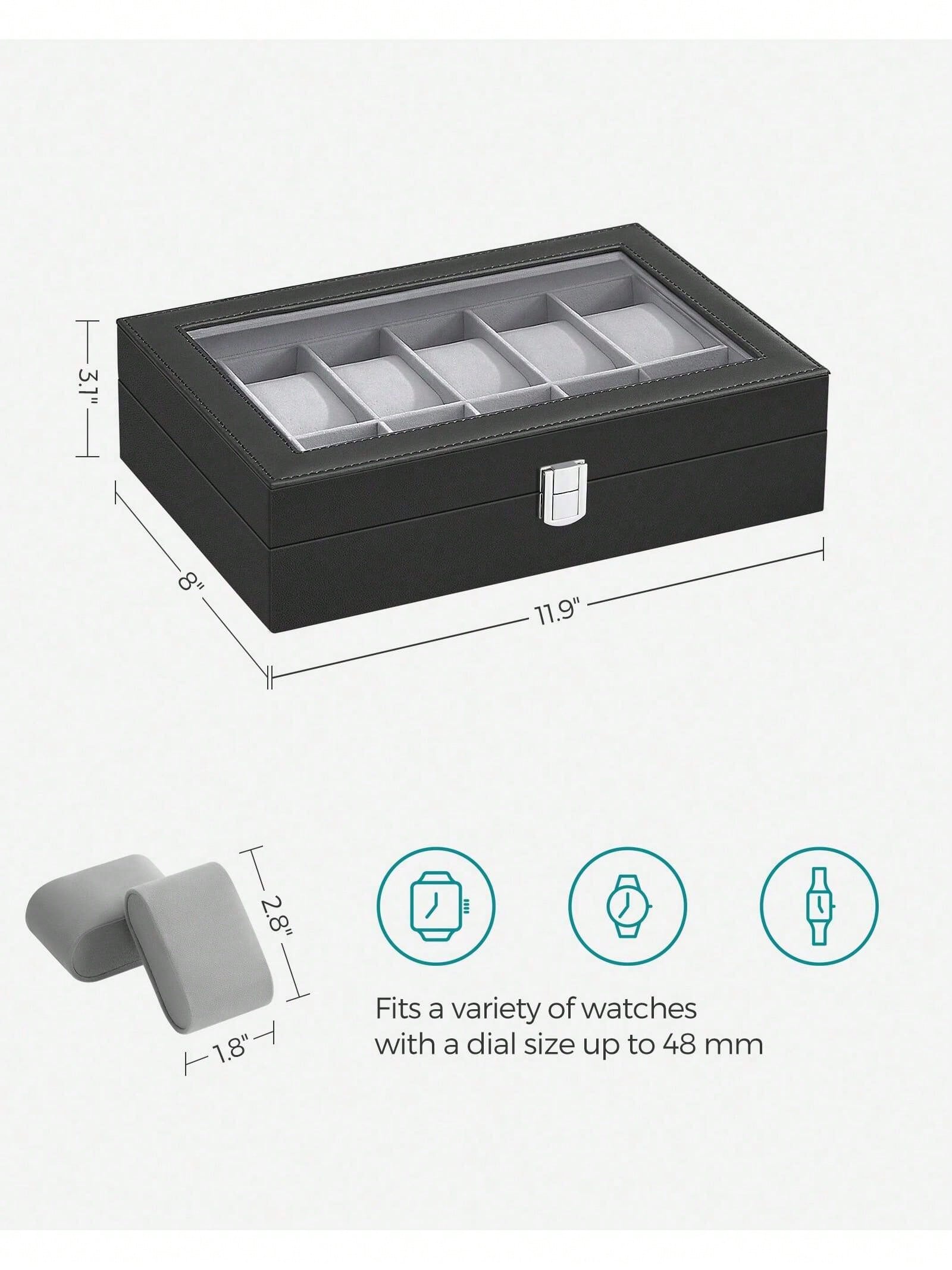12-Slot Lockable Watch Box wit - Jewellery Watches recension och pris
