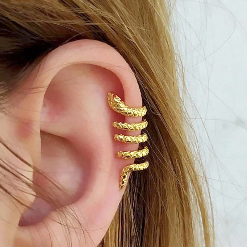 1PC Plated 24K Gold Vintage Cr - Ear Cuff No Piercing recension och pris
